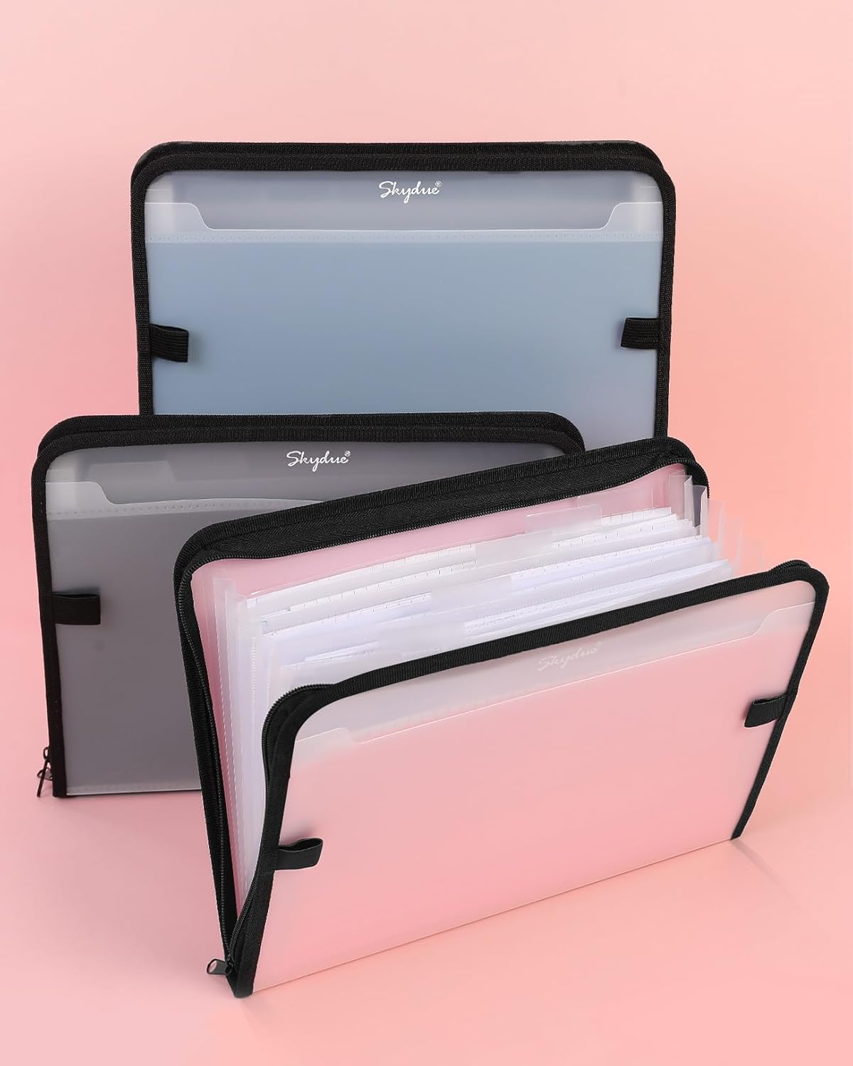 Document Organizer, Accordion Folder with Front Pocket, 7 Pocket Expanding File Folder, Letter Size, Important Document Folder with Double Zipper, School Office Supplies (Blue, 1 Pack)