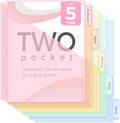 SKYDUE Binder Dividers with Two Pockets, 1Set, 5 Tabs Dividers for 3 Ring Binder, Plastic Binder Dividers with Tabs for School, Office, and Home Organization,Pink