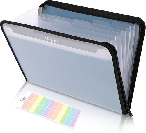Document Organizer, Accordion Folder with Front Pocket, 7 Pocket Expanding File Folder, Letter Size, Important Document Folder with Double Zipper, School Office Supplies (Blue, 1 Pack)