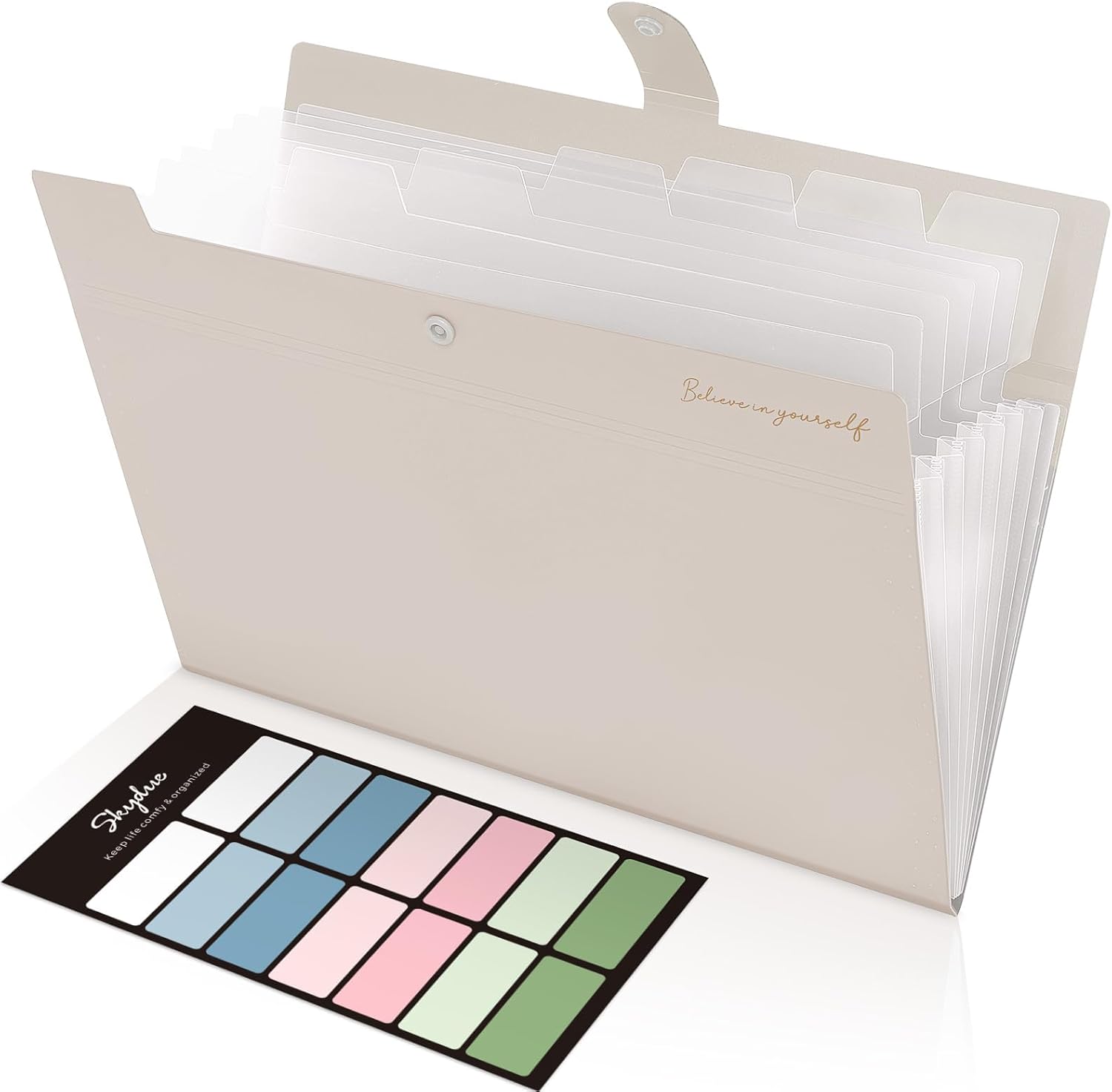 SKYDUE Expanding File Organizer with 8 Pockets, Accordion File Folders with Labels, Portable Document Paper Bill Receipt Organizer, Home College School Office Supplies, Letter Size, Blue