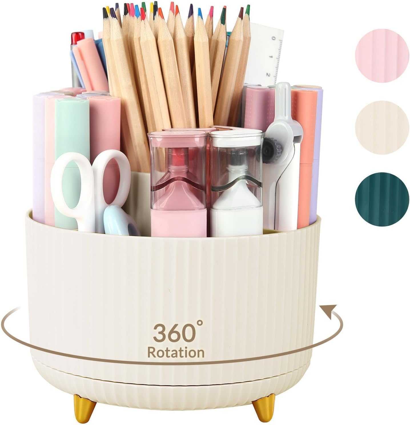 SKYDUE 360 Degree Rotating Desk Organizer and Expanding File Folder, Accordion File Organizer with 13 Pockets Bundle Sales