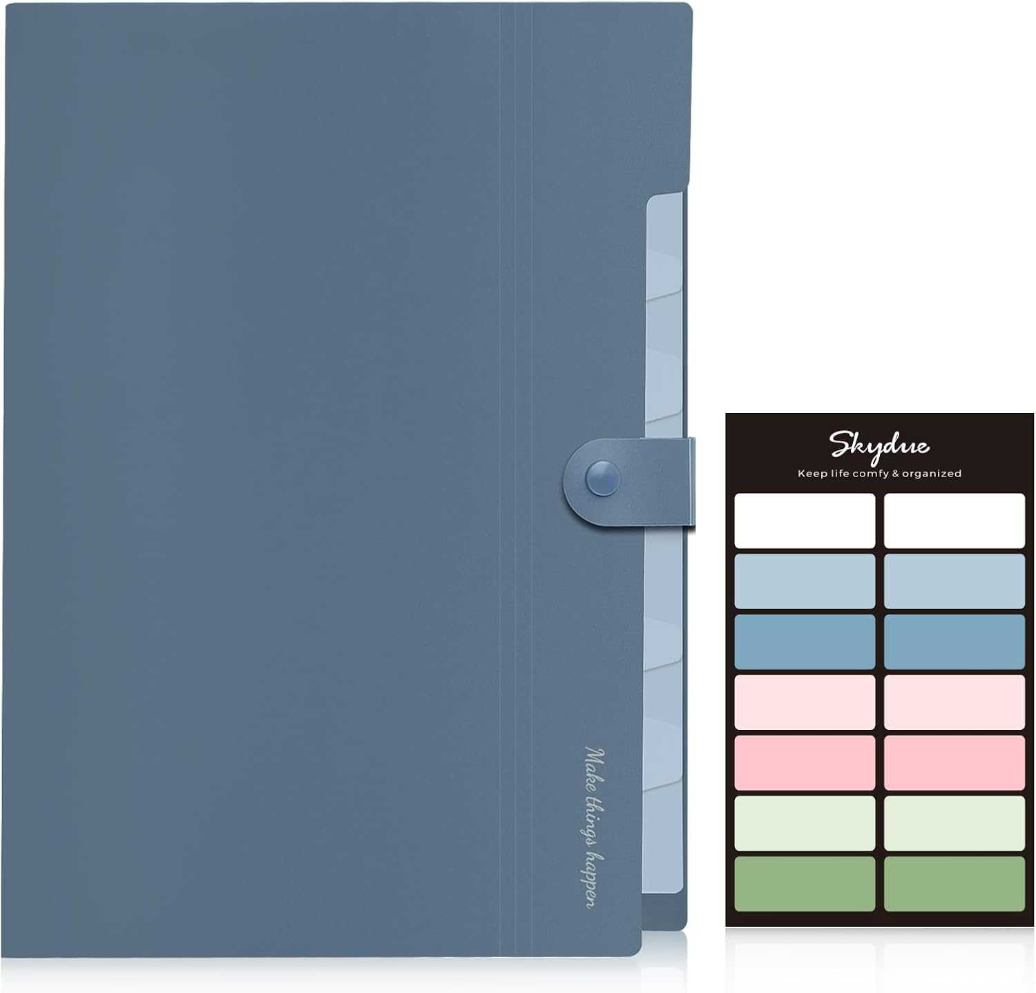 SKYDUE Expanding File Organizer with 8 Pockets & Plastic Pocket Folders