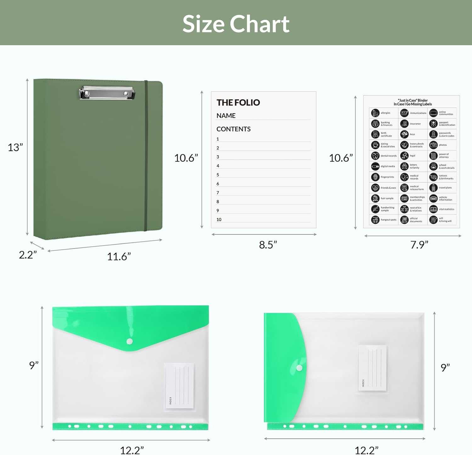 Document Organizer Folio - Emergency/Certificate/Birth Document Binder for Home, Office and School