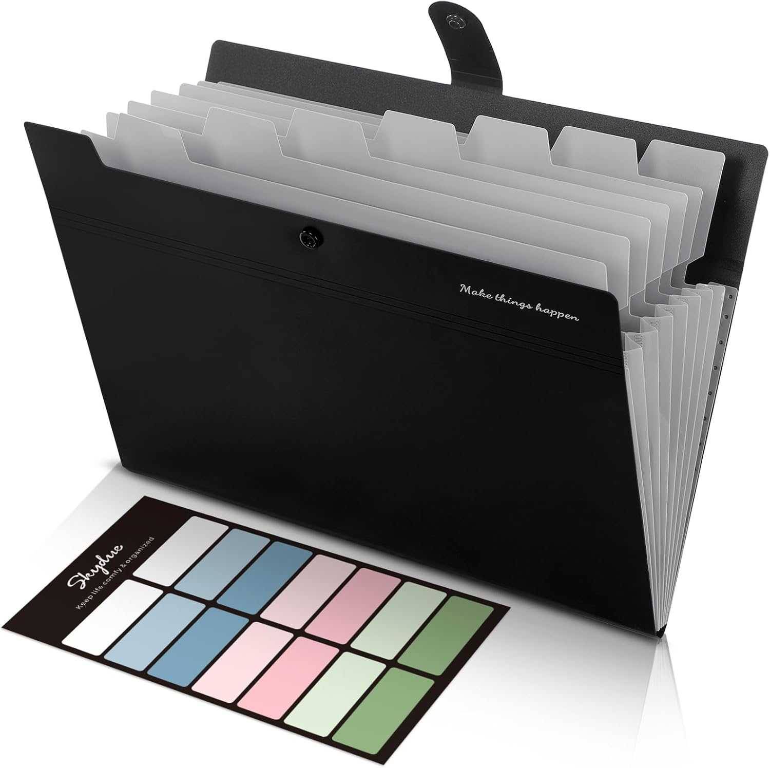 SKYDUE 8 Pockets Expanding File Folders, Accordion Folders&Plastic Pocket Folders，2 Pockets and 3 Dividers, Letter Size – Fits 3-Ring Binders