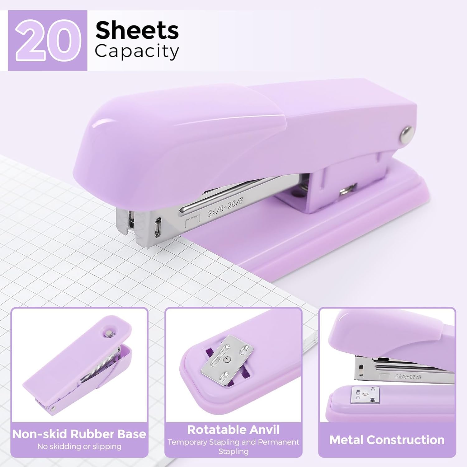 SKYDUE Pink Office Desk Accessories, Pink Office Supplies, Stapler, Tape Dispenser, Scissors, Clips and 1000pcs Staples,Office Supplies for Desk for Women