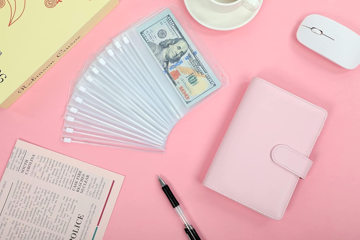 SKYDUE Budget Binder, Money Saving Binder with Zipper Envelopes, Cash Envelopes and Expense Budget Sheets for Budgeting