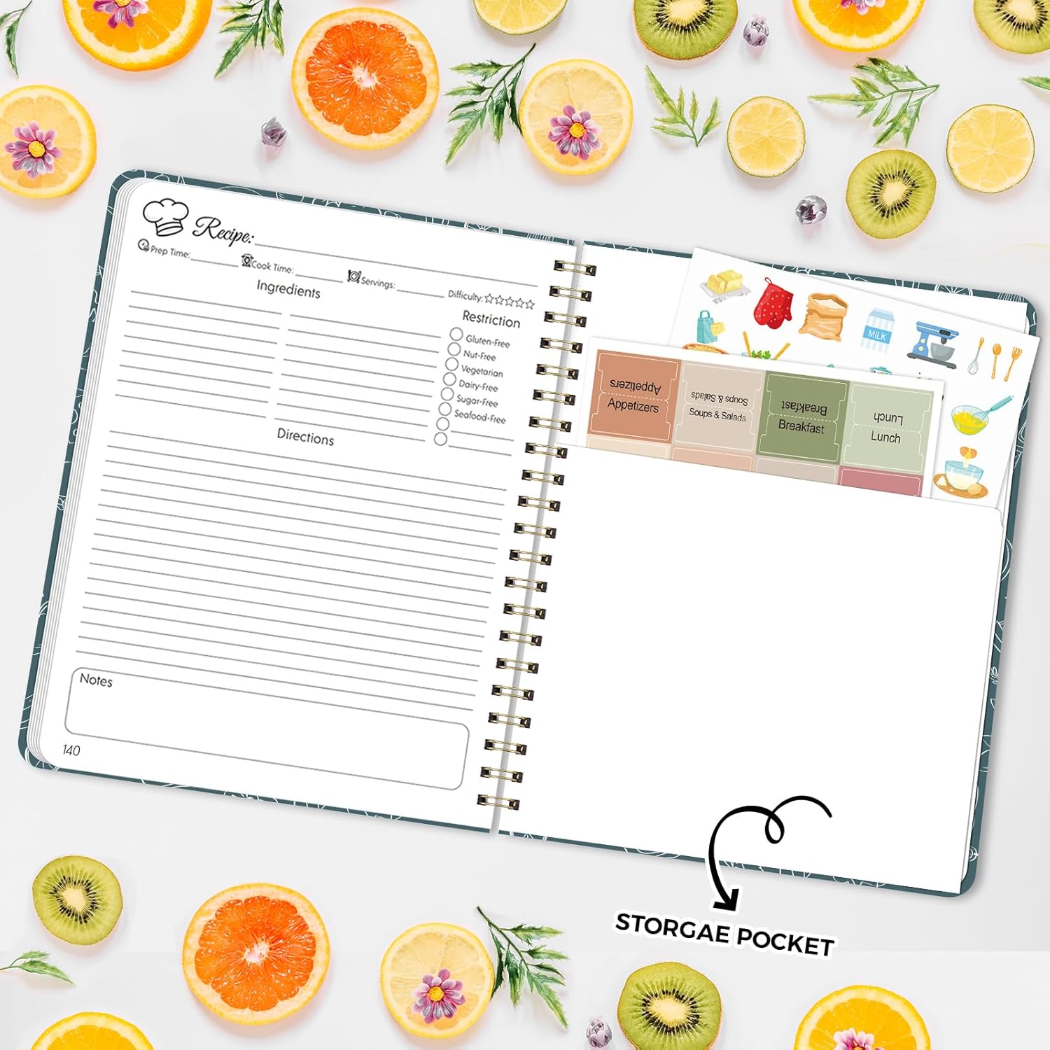 SKYDUE Blank Recipe Book to Write In Your Own Recipes, 8.5" x 11" Hardcover Recipe Journal with 140 Pages and Category Tabs