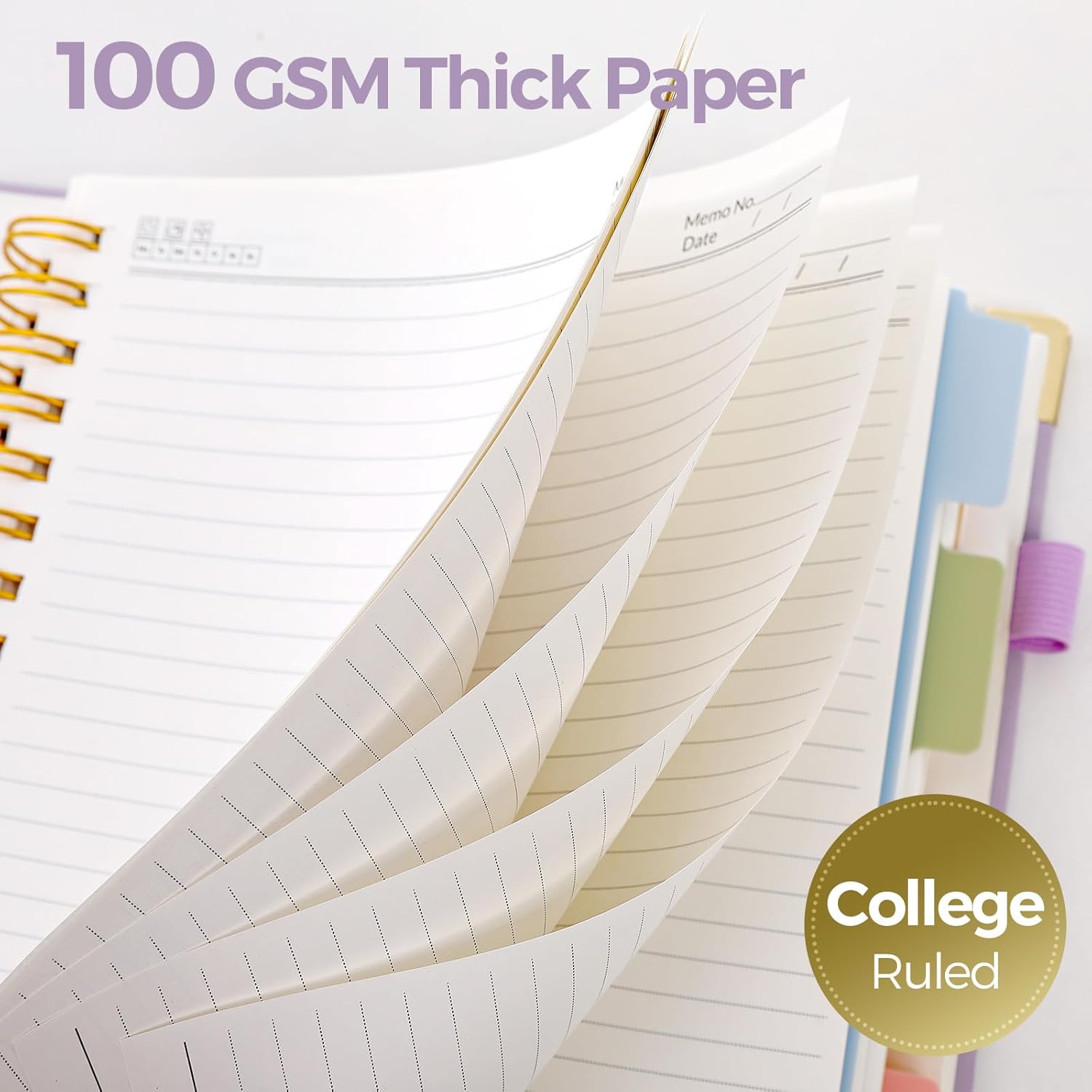 SKYDUE Hardcover Spiral Notebook, 300 Pages 8" x 10" College Ruled Notebook for Work with Dividers & Pockets, 5 Subject Notebook Journals for Women, Double Wire Bound, Tab Stickers Included, Pink