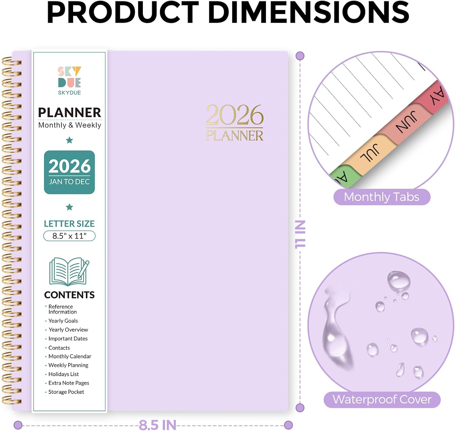 Planner 2026, 8.5" x 11" Monthly & Weekly Planner with Tabs, JAN - DEC 2026, Goal Setting & Time Management Organizer for Professionals & Students