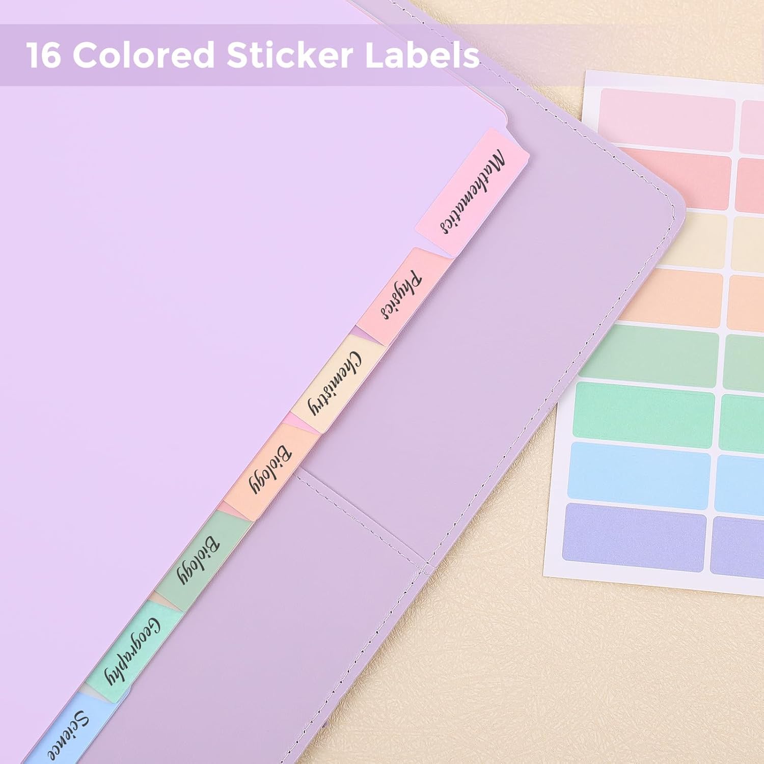 SKYDUE 8 Tab Binder Dividers, Letter Size, Durable Plastic Dividers for 3 Ring Binder, Write & Erase Binder Dividers with Tabs, 1 Set, Aesthetic Pastels Binder Divider for School, Office