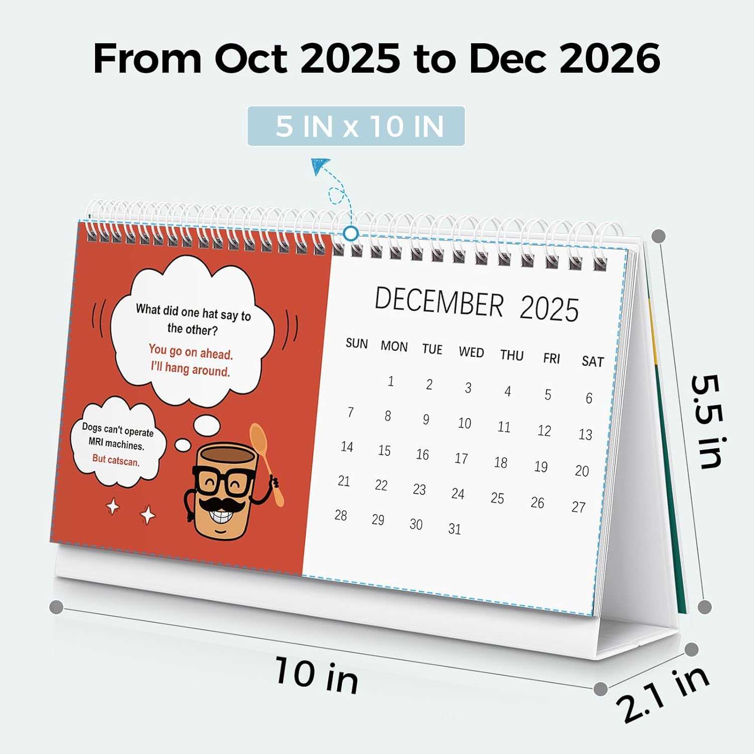 2025-2026 Dad Joke Calendar – 10" x 5" Funny Monthly Calendar with Classic Dad Jokes – Starts October 2025 to December 2026 – Gift Idea for Dad, Birthday, Christmas, or Just Because