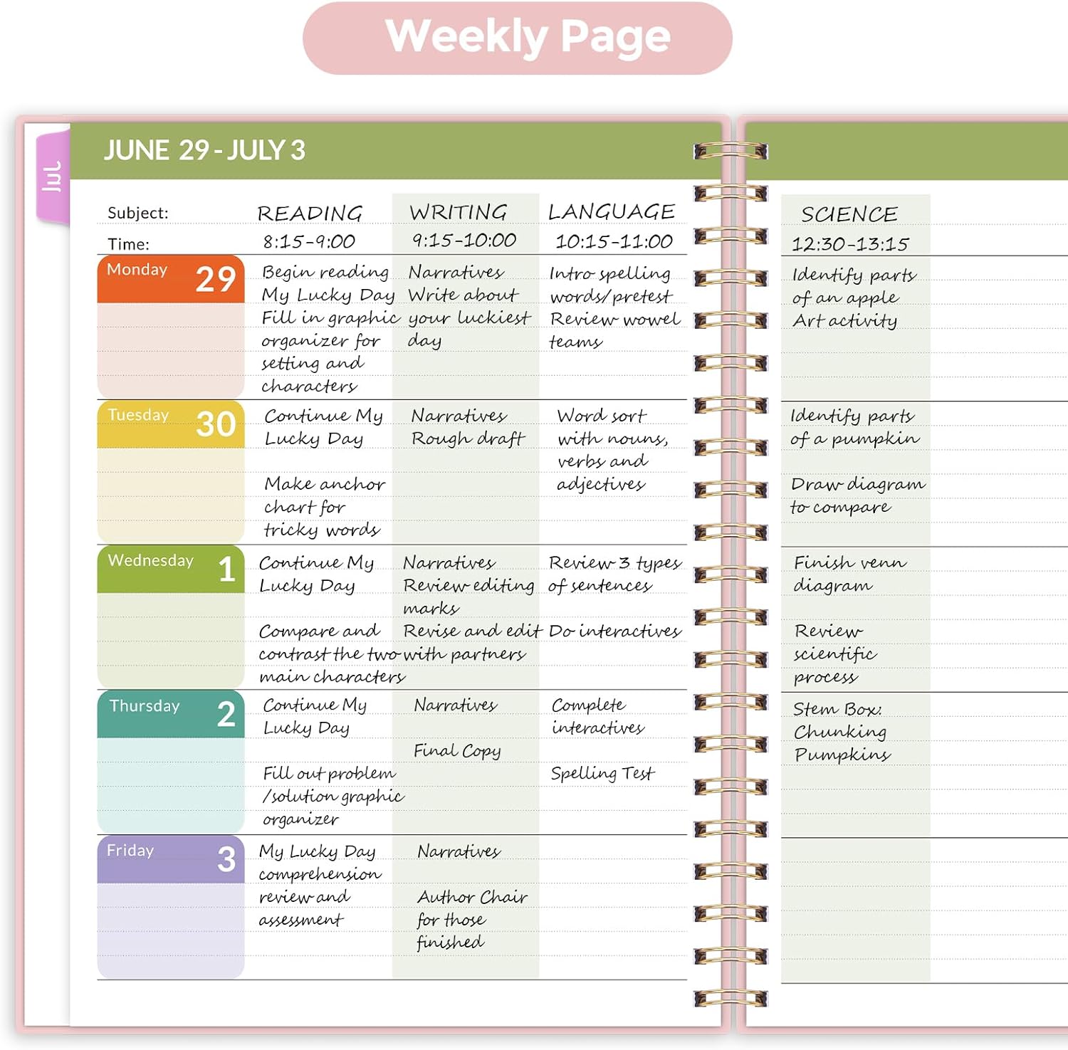 SKYDUE Teacher Planner 2026-2027 Academic Year, 8.5" x 11" Teacher Lesson Planner with Monthly Tabs & Stickers, Lesson Plan Book 26-27, Floral