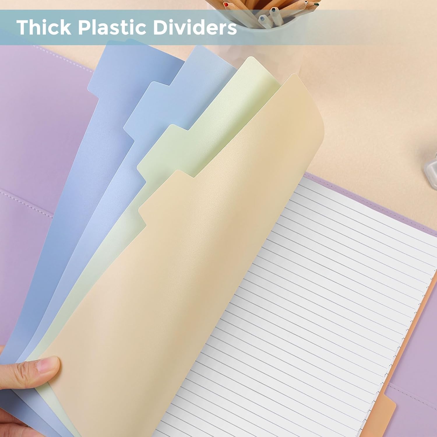 SKYDUE 8 Tab Binder Dividers, Letter Size, Durable Plastic Dividers for 3 Ring Binder, Write & Erase Binder Dividers with Tabs, 1 Set, Aesthetic Pastels Binder Divider for School, Office