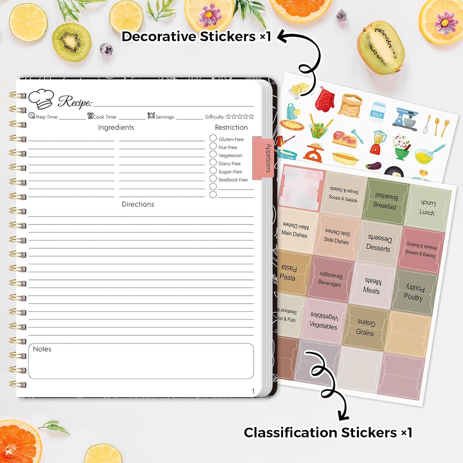 SKYDUE Blank Recipe Book to Write In Your Own Recipes, 8.5" x 11" Hardcover Recipe Journal with 140 Pages and Category Tabs