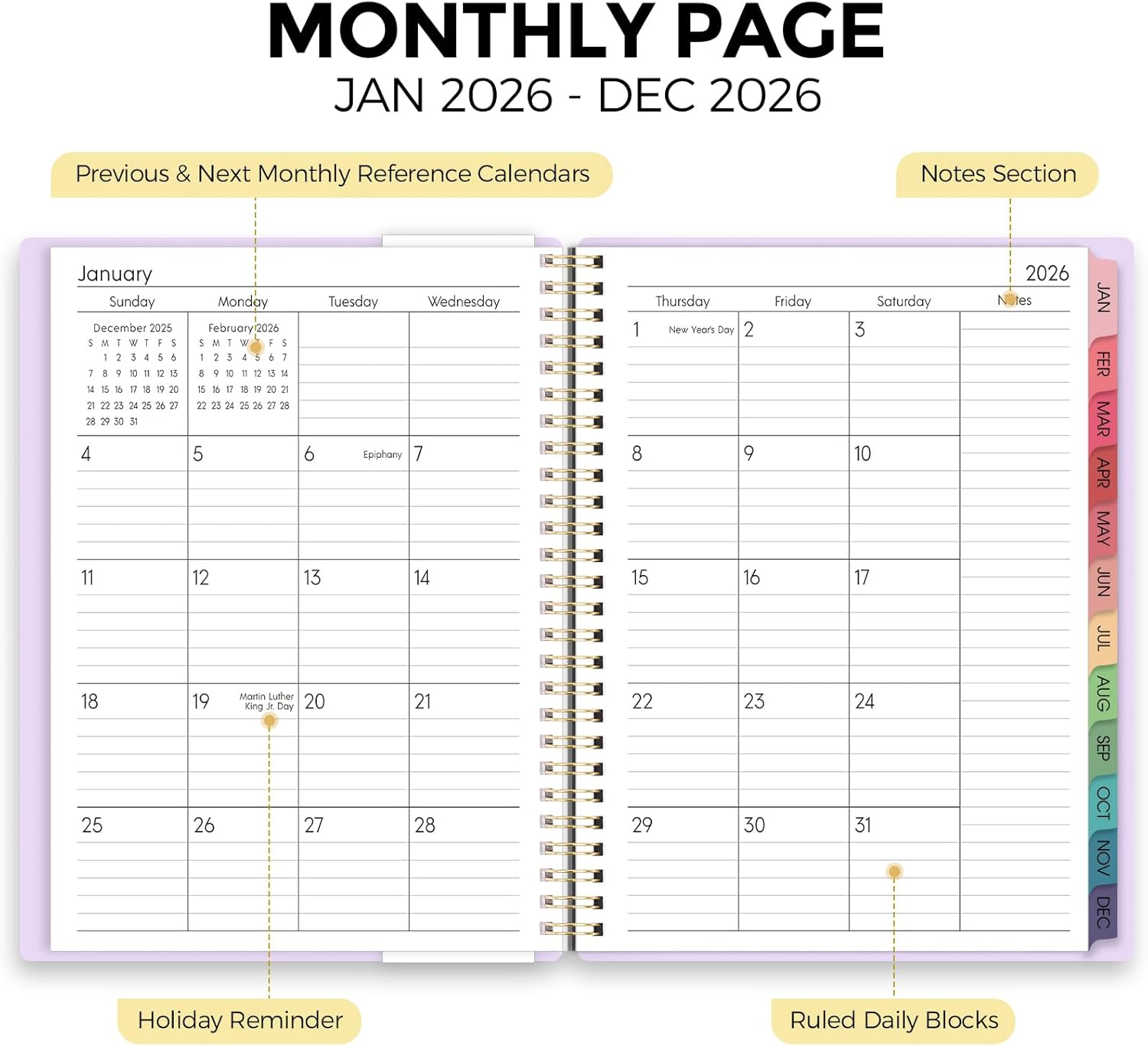 Planner 2026, 8.5" x 11" Monthly & Weekly Planner with Tabs, JAN - DEC 2026, Goal Setting & Time Management Organizer for Professionals & Students