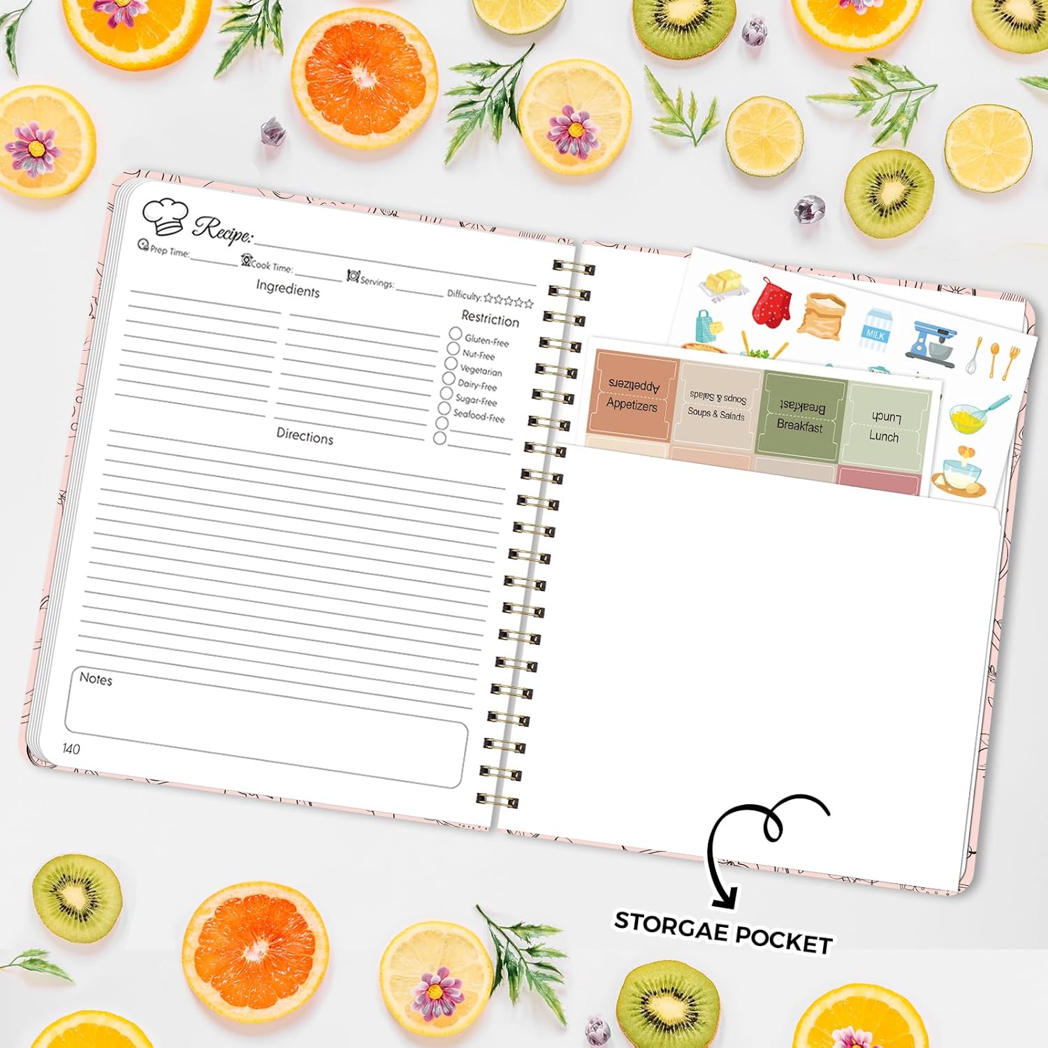 SKYDUE Blank Recipe Book to Write In Your Own Recipes, 8.5" x 11" Hardcover Recipe Journal with 140 Pages and Category Tabs