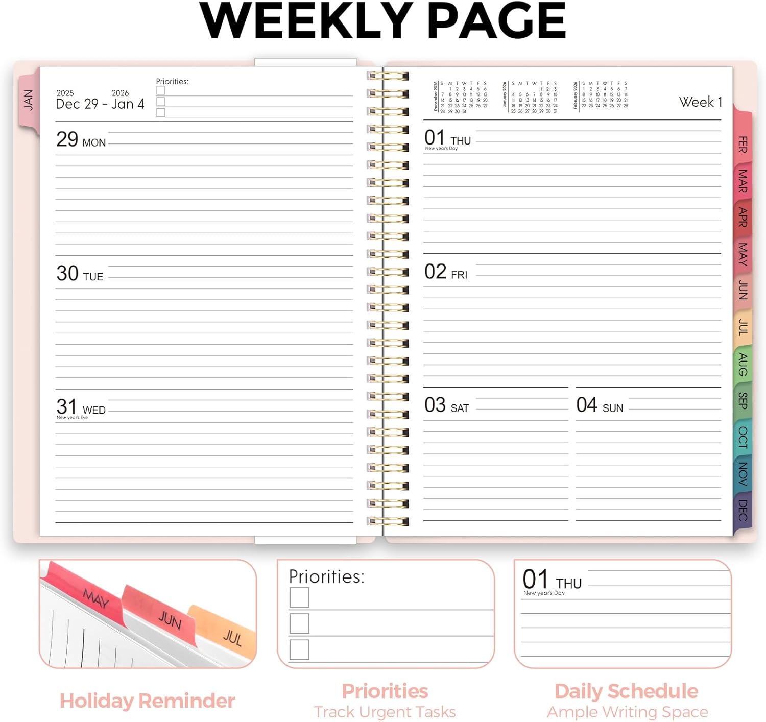 Planner 2026, 8.5" x 11" Monthly & Weekly Planner with Tabs, JAN - DEC 2026, Goal Setting & Time Management Organizer for Professionals & Students