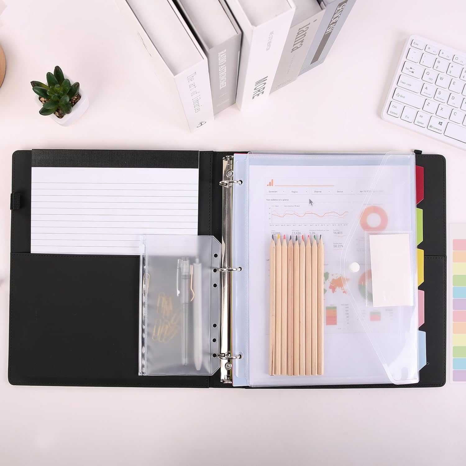 SKYDUE 2 Sets Binder Dividers with Tabs & 3 Ring Binder with Clipboard Kit Bundle Sales