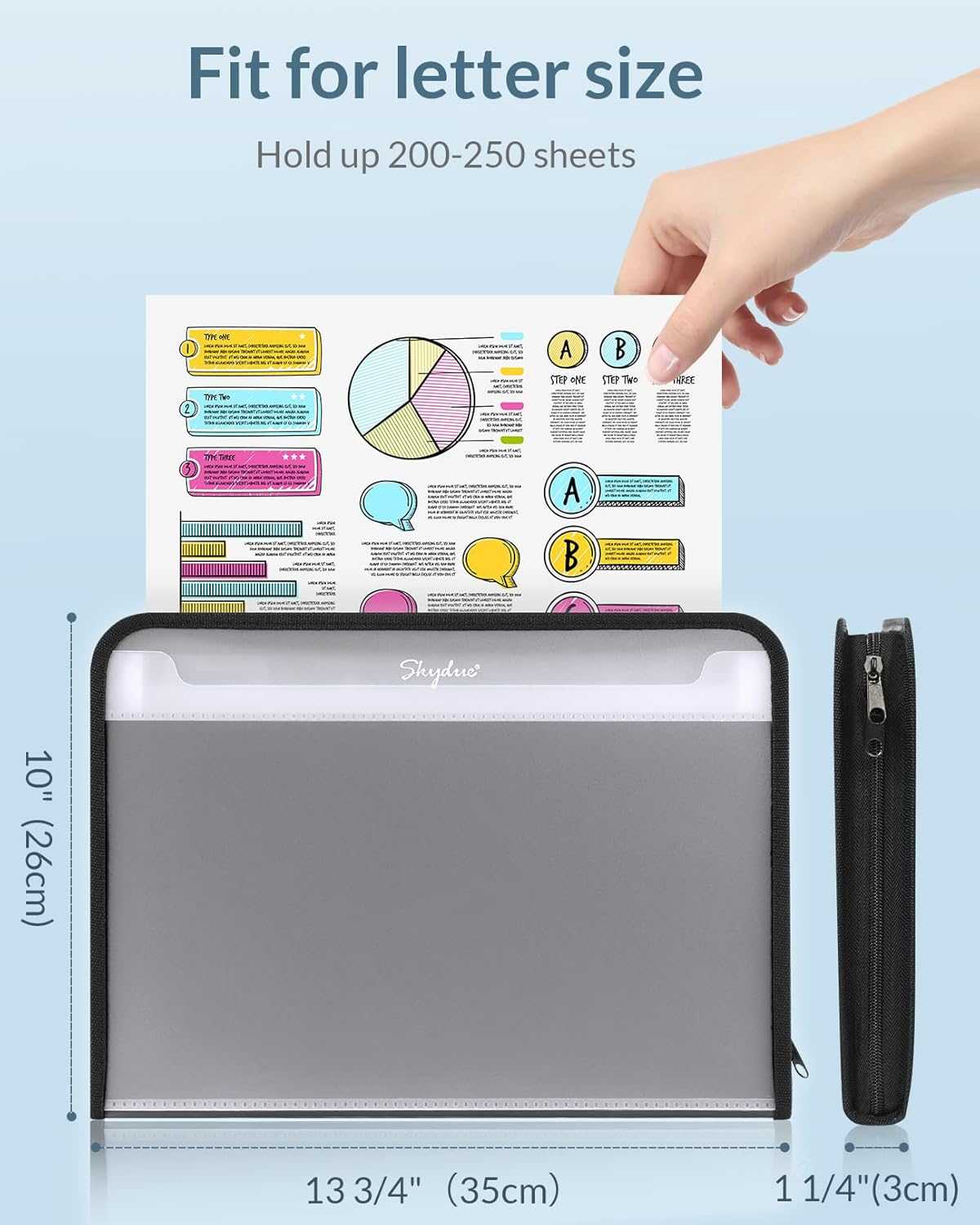 SKYDUE File Folder with 8 Labels, 5 Pockets and 7 Pocket Expanding File Folder with Front Pocket, Letter Size,