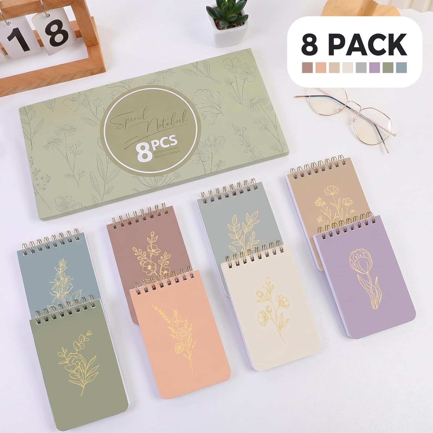 SKYDUE Small Notebooks, Cute 3x5 Pocket Notepads, Mini Spiral Notebook with Lined Pages Nursing School Essentials, School Office Supplies Set Of 8