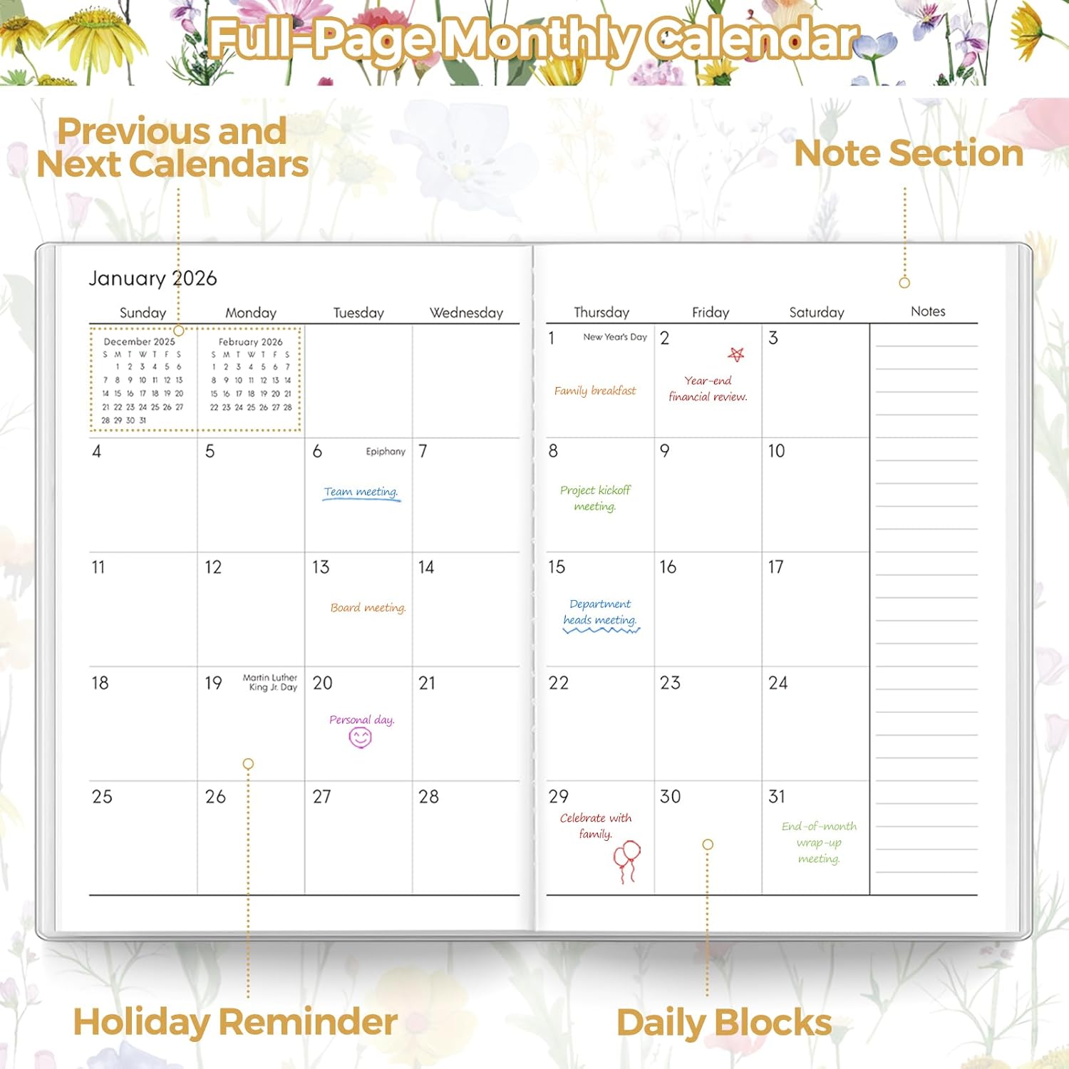 SKYDUE Pocket Calendar 2026-2027, Pocket Monthly Planner Jan 2026 - Dec 2027 for Purse, 6.7" X 3.7" 24-Month Small Planner, Academic Year Calendar, Compact Design with Plastic Sleeve