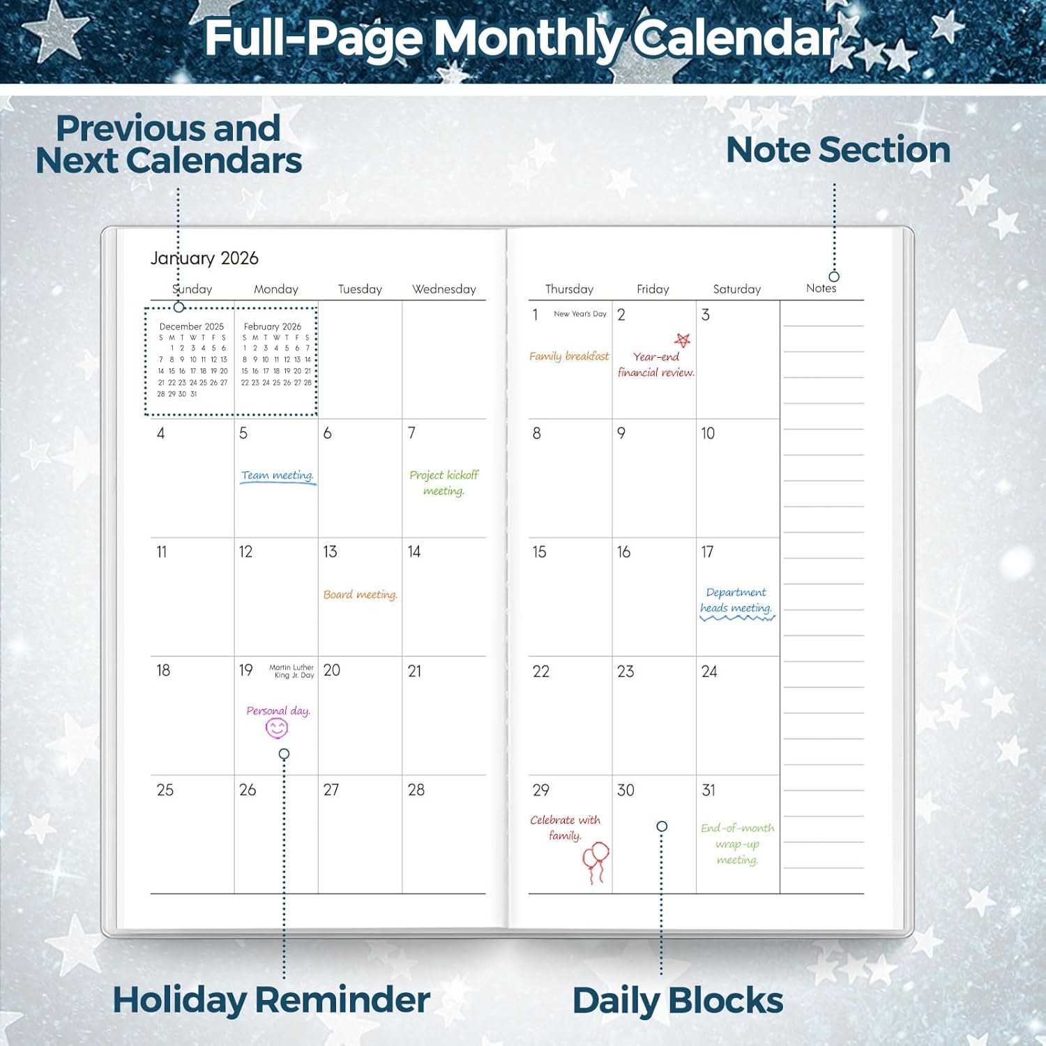 SKYDUE Pocket Calendar 2026-2027, Pocket Monthly Planner Jan 2026 - Dec 2027 for Purse, 6.7" X 3.7" 24-Month Small Planner, Academic Year Calendar, Compact Design with Plastic Sleeve