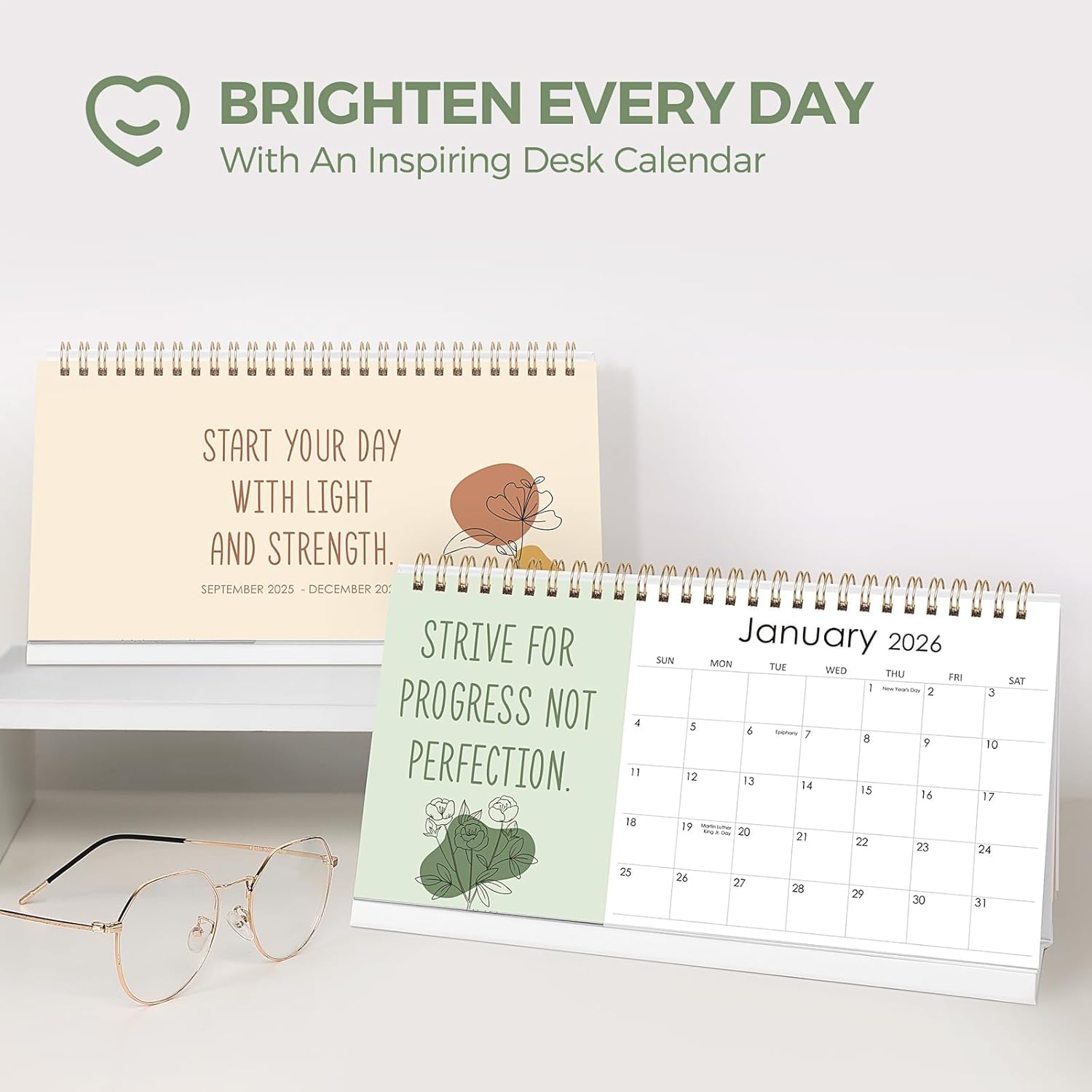 SKYDUE 2026 Small Desk Calendar 5.5" x 10" (Dec 2025 - Dec 2026), Inspirational Calendar 2026, Motivational Desk Calendar with Affirmations,Positive, Motivational and Inspirational Gifts