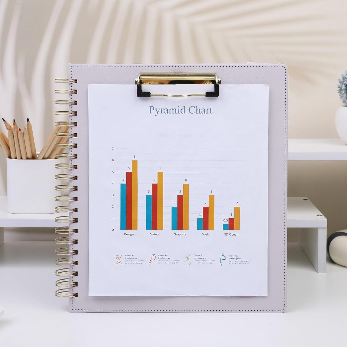 SKYDUE Clipboard Folder with Storage, 6 Dividers with 12 Pockets for Letter Size, Storage Clipboard Folio with Refillable Notepad, Spiral Clipboards Padfolio for Teacher Worker Supplies