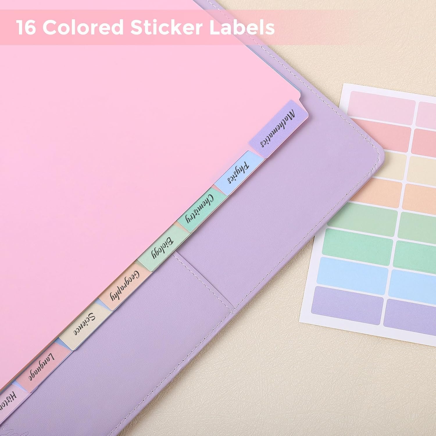 SKYDUE 8 Tab Binder Dividers, Letter Size, Durable Plastic Dividers for 3 Ring Binder, Write & Erase Binder Dividers with Tabs, 1 Set, Aesthetic Pastels Binder Divider for School, Office