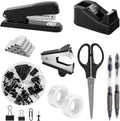SKYDUE Pink Office Desk Accessories, Pink Office Supplies, Stapler, Tape Dispenser, Scissors, Clips and 1000pcs Staples,Office Supplies for Desk for Women