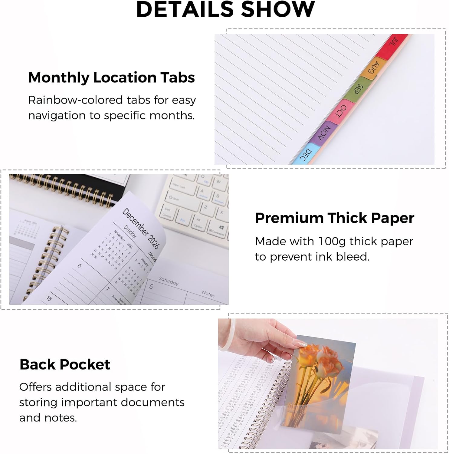 SKYDUE Appointment Book 2026-2027, Academic Hourly Planner from July 2026 - June 2027, 8.5" x 11" Weekly & Monthly Schedule Planner with 15-Minute Interval- Perfect for Daily Planning White Flower