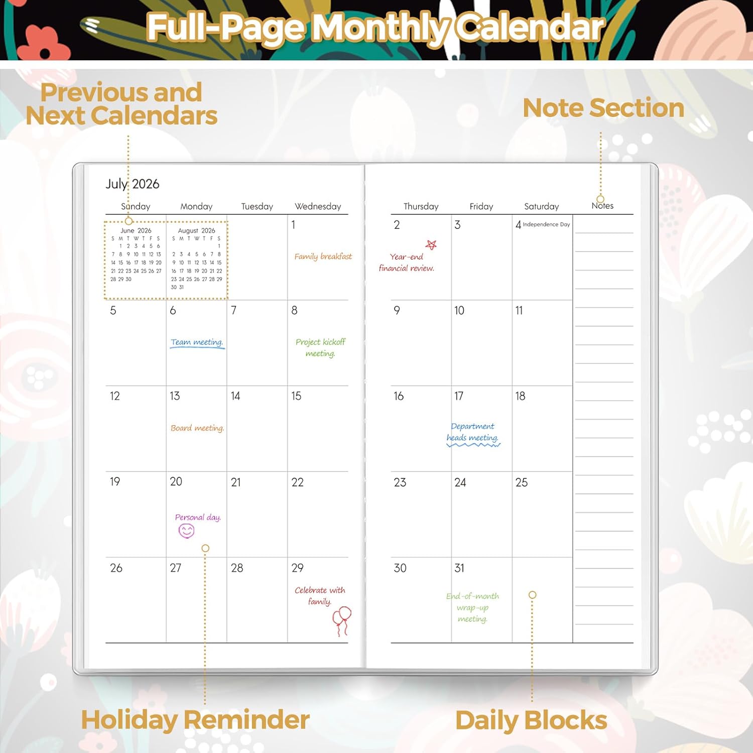 SKYDUE Pocket Calendar 2026-2027, Pocket Monthly Planner Jan 2026 - Dec 2027 for Purse, 6.7" X 3.7" 24-Month Small Planner, Academic Year Calendar, Compact Design with Plastic Sleeve