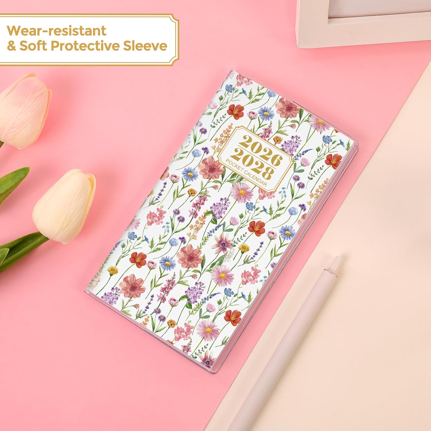 SKYDUE Pocket Calendar 2026-2027, Pocket Monthly Planner Jan 2026 - Dec 2027 for Purse, 6.7" X 3.7" 24-Month Small Planner, Academic Year Calendar, Compact Design with Plastic Sleeve