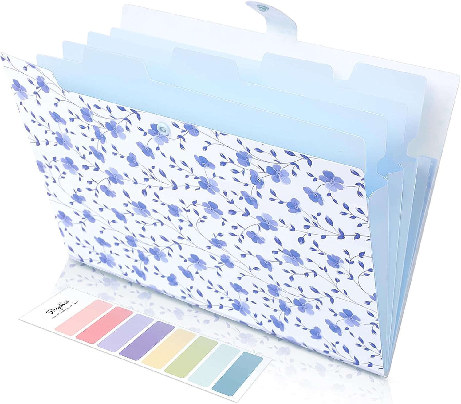 SKYDUE Expanding File Folder with 5 Pockets, Floral Accordion File Organizer for Important Document, Portable Receipt Paper Organizer, School Office Supplies Black
