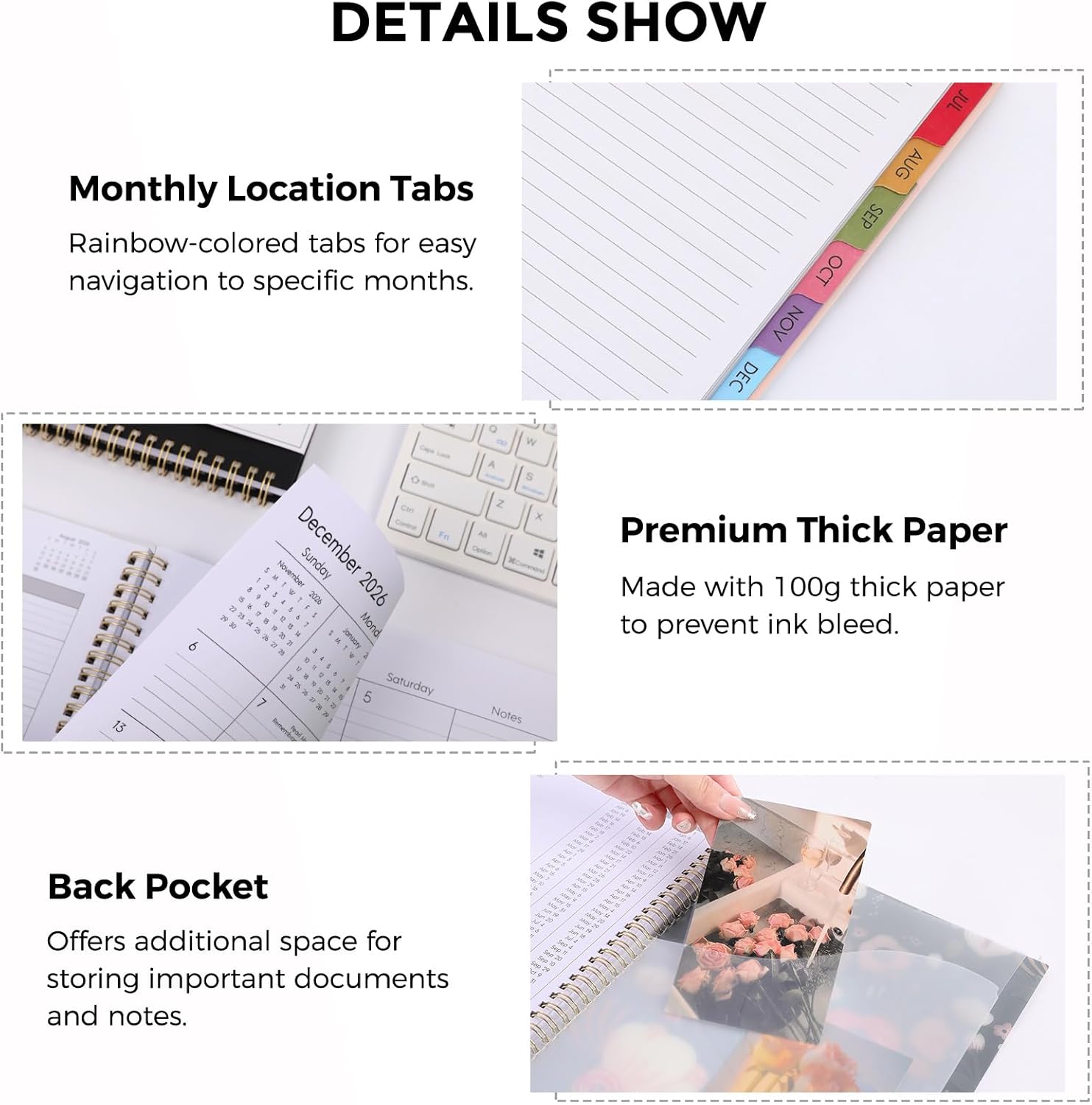 SKYDUE Appointment Book 2026-2027, Academic Hourly Planner from July 2026 - June 2027, 8.5" x 11" Weekly & Monthly Schedule Planner with 15-Minute Interval- Perfect for Daily Planning White Flower
