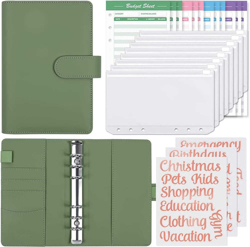 SKYDUE 12PCS Binder Pockets and A6 PU Leather Budget Binder Bundle SalesSKYDUE 12PCS Binder Pockets, A6 Budget Binder