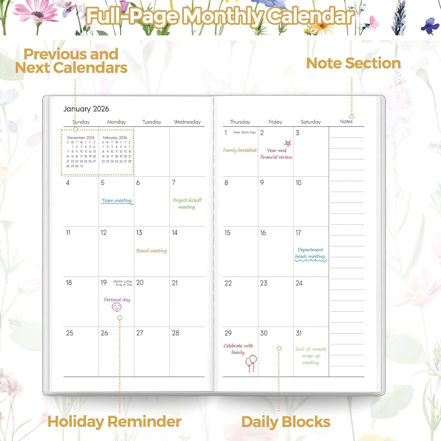 SKYDUE Pocket Calendar 2026-2027, Pocket Monthly Planner Jan 2026 - Dec 2027 for Purse, 6.7" X 3.7" 24-Month Small Planner, Academic Year Calendar, Compact Design with Plastic Sleeve
