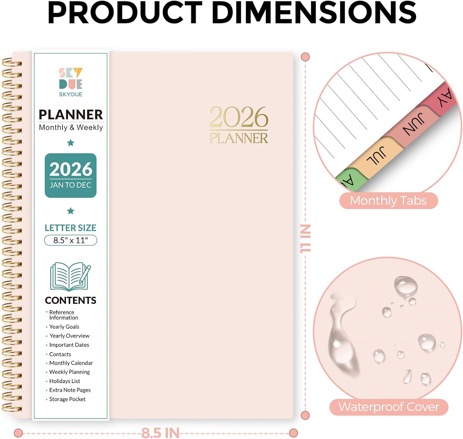 Planner 2026, 8.5" x 11" Monthly & Weekly Planner with Tabs, JAN - DEC 2026, Goal Setting & Time Management Organizer for Professionals & Students