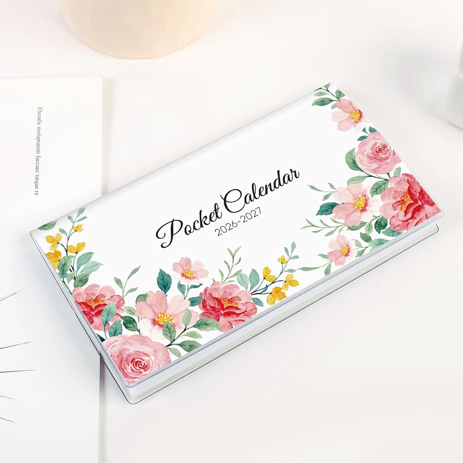 Pocket Calendar 2026-2027 for Purse, 2026-2027 Pocket Planner 24 Months with Soft Waterproof Cover and Premium Paper, 6.5" x 3.5", Floral