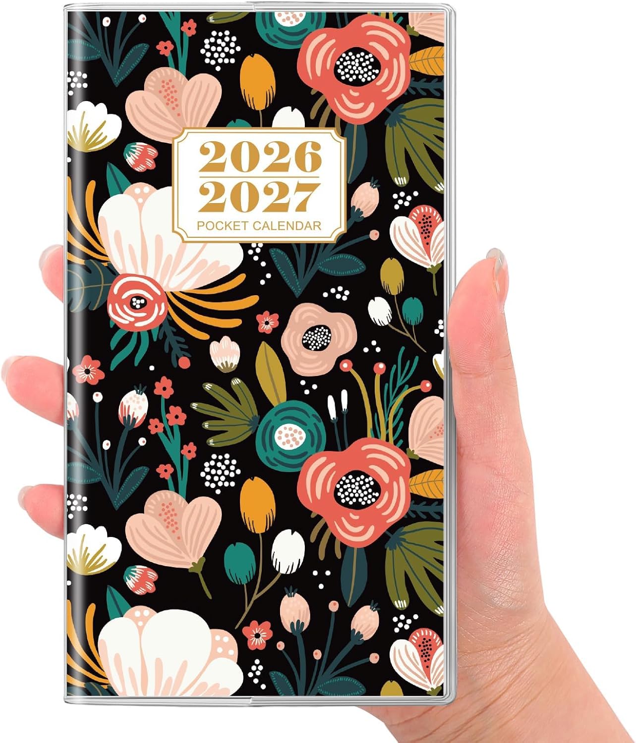 SKYDUE Pocket Calendar 2026-2027, Pocket Monthly Planner Jan 2026 - Dec 2027 for Purse, 6.7" X 3.7" 24-Month Small Planner, Academic Year Calendar, Compact Design with Plastic Sleeve