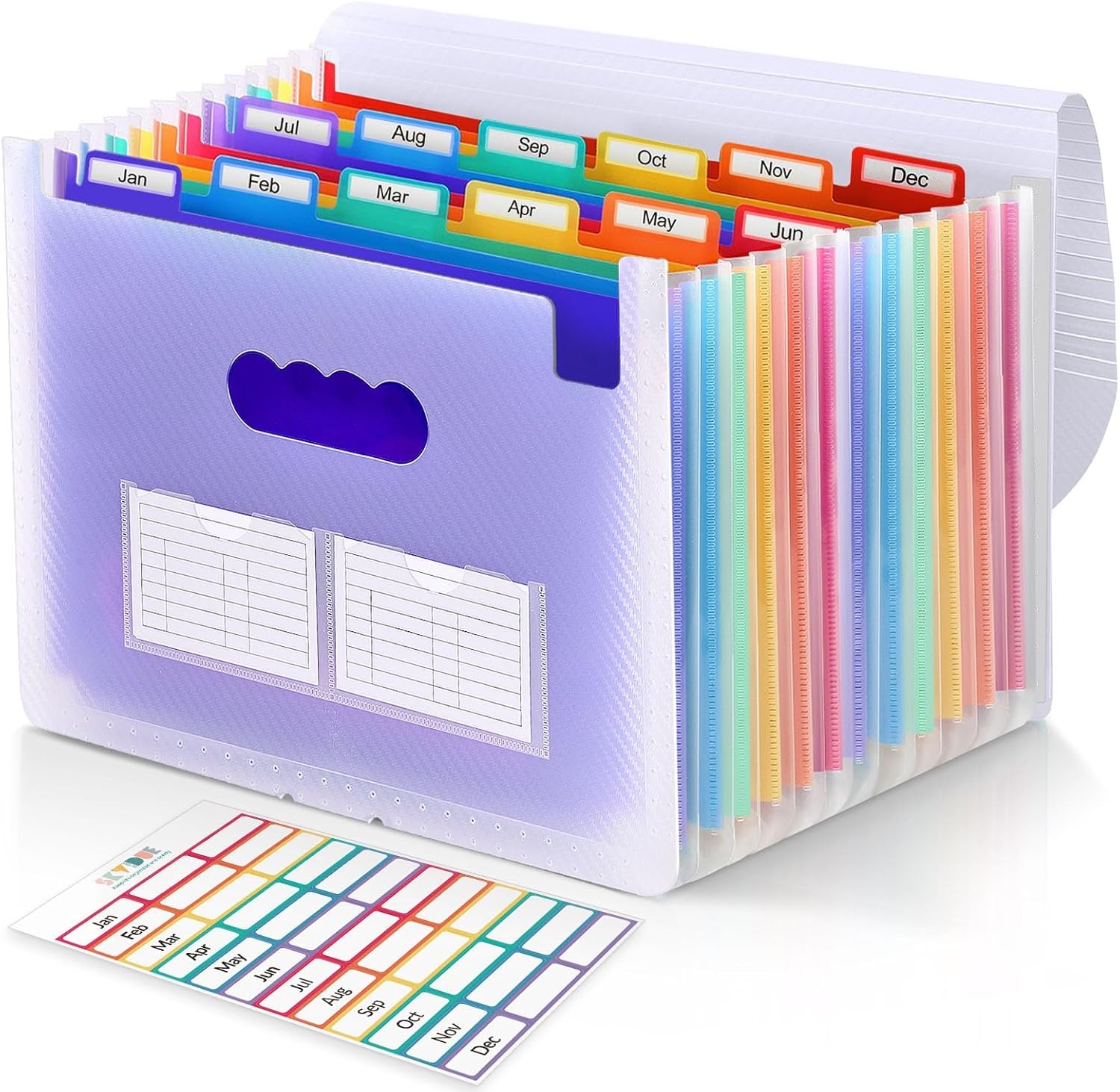 SKYDUE Accordion File Organizer, Expanding File Folder with 13 Pockets, Portable Document Paper Bill Receipt Organizer, Home School Office Supplies, Letter A4 Size Haze Blue