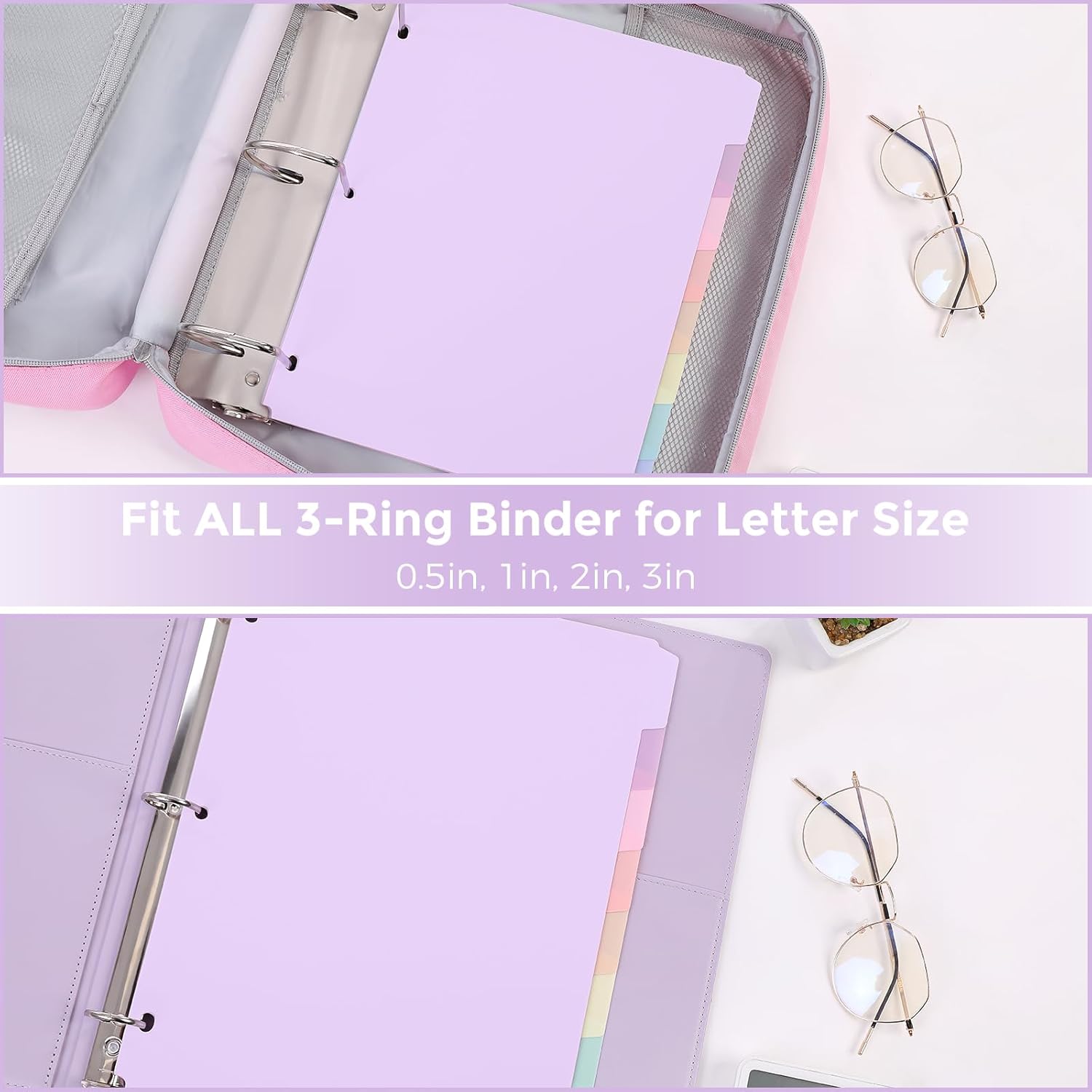 SKYDUE 8 Tab Binder Dividers, Letter Size, Durable Plastic Dividers for 3 Ring Binder, Write & Erase Binder Dividers with Tabs, 1 Set, Aesthetic Pastels Binder Divider for School, Office