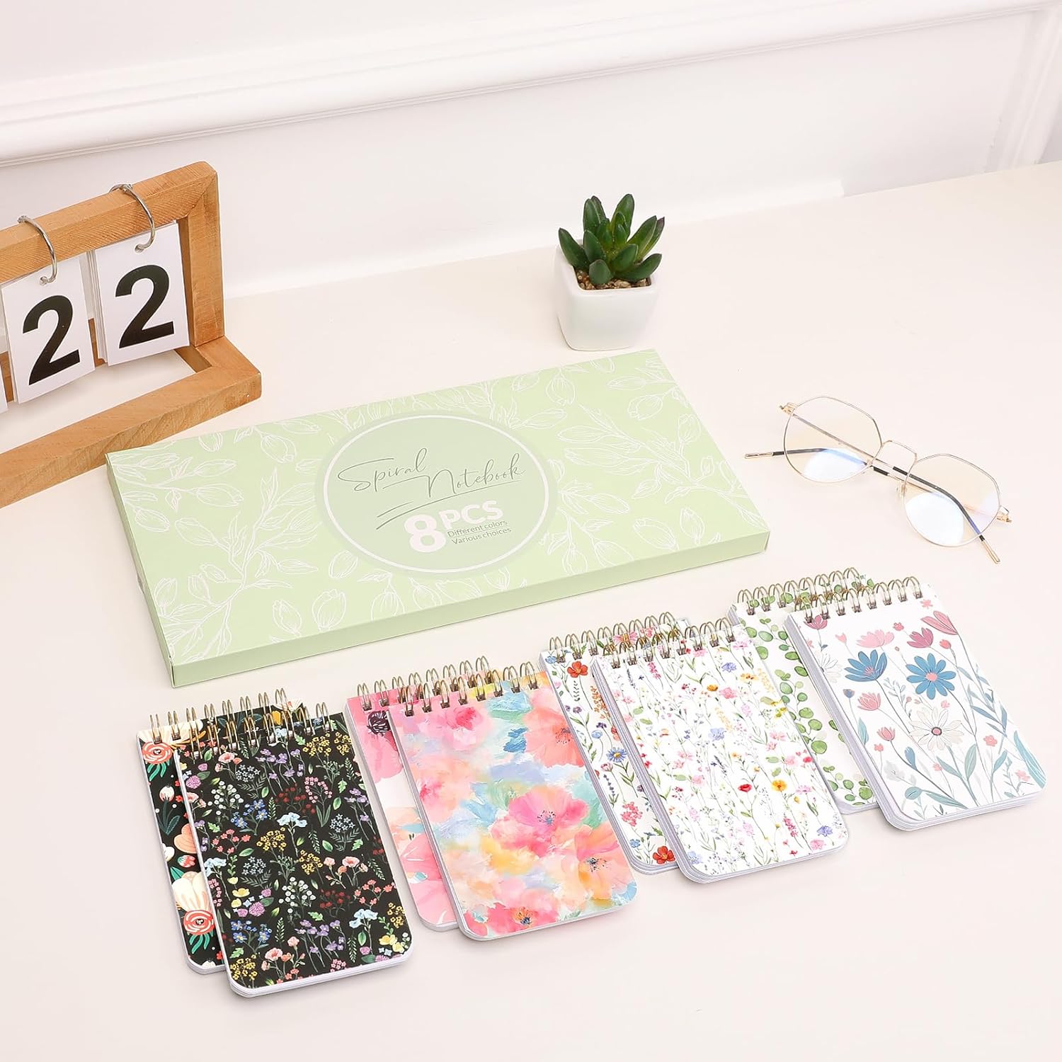 SKYDUE Small Notebooks, Cute 3x5 Pocket Notepads, Mini Spiral Notebook with Lined Pages Nursing School Essentials, School Office Supplies Set Of 8