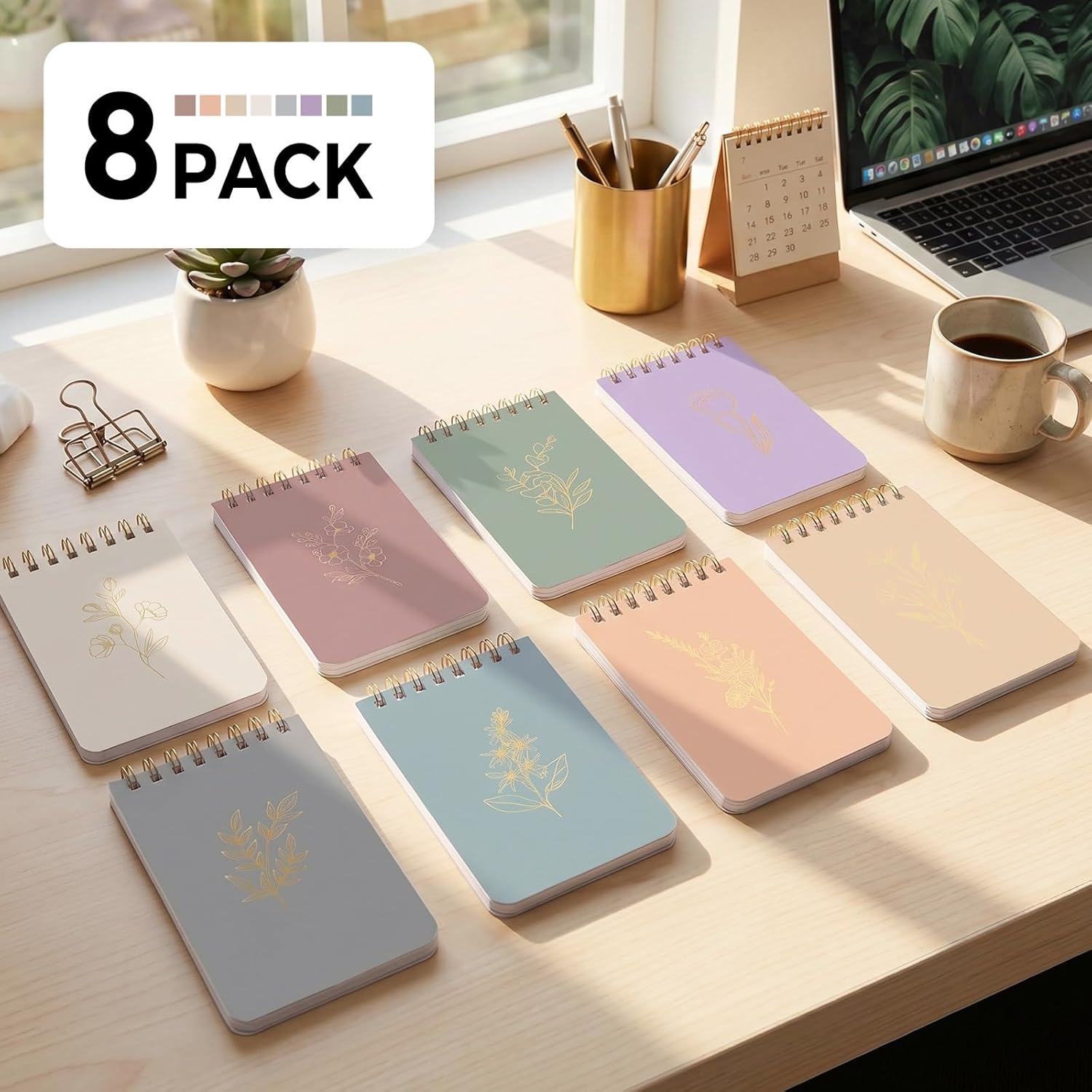 SKYDUE Small Notebooks, Cute 3x5 Pocket Notepads, Mini Spiral Notebook with Lined Pages Nursing School Essentials, School Office Supplies Set Of 8