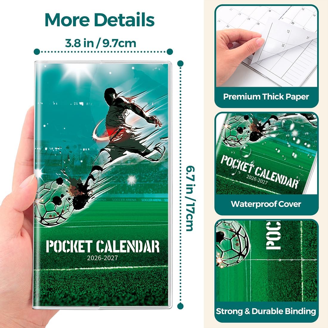 SKYDUE Pocket Calendar 2026-2027, Pocket Monthly Planner Jan 2026 - Dec 2027 for Purse, 6.7" X 3.7" 24-Month Small Planner, Academic Year Calendar, Compact Design with Plastic Sleeve
