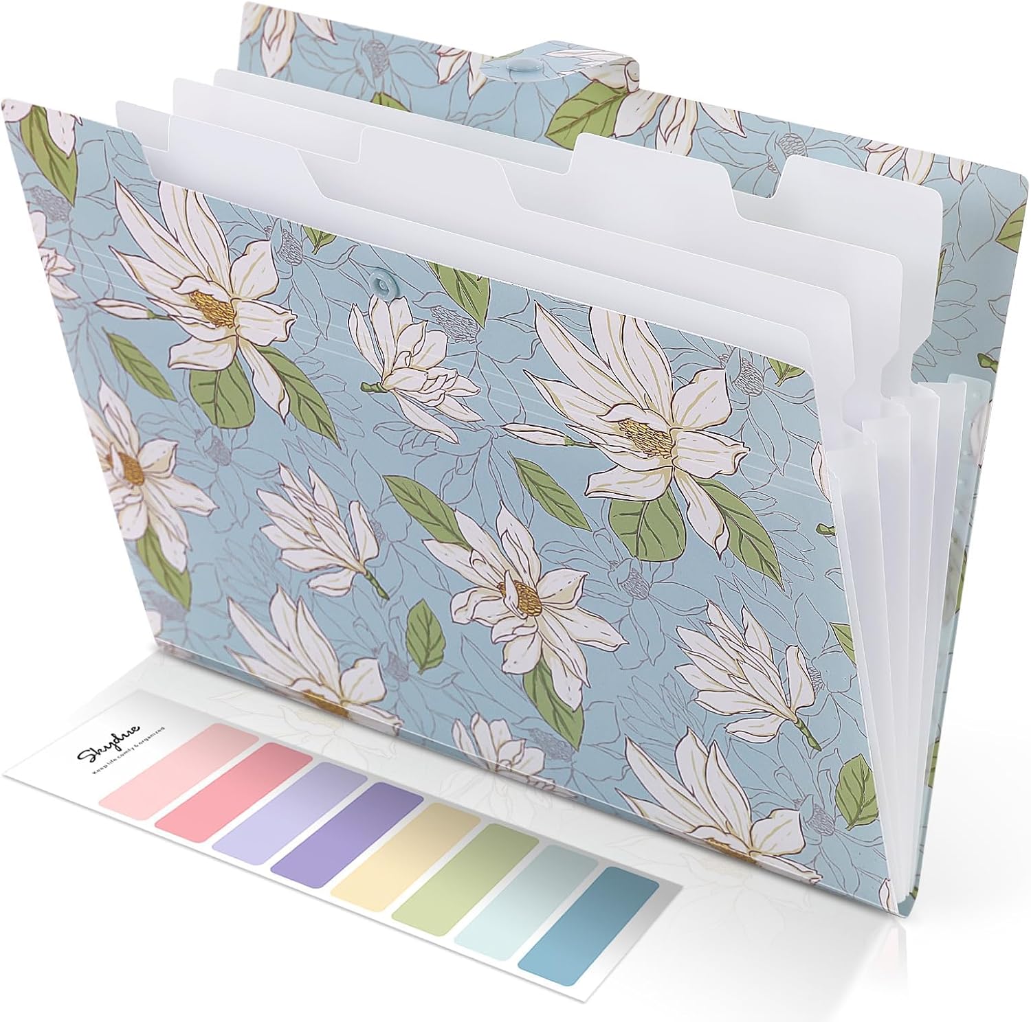SKYDUE Accordion File Organizer, Floral Expanding File Folders with 5 Pockets, Cute Document Organizer for Paper Bills Receipt Storage, School Office & Hospital Supplies Letter/A4 Size Navy Blue