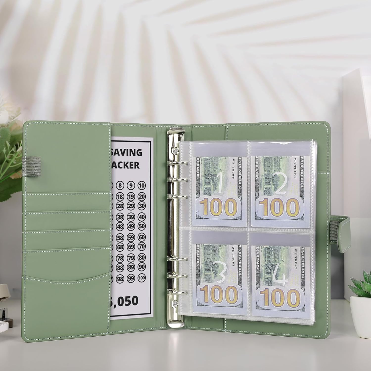 SKYDUE 100 Envelopes Money Savin Challenge Binder, A5 Money Saving Budget Binder with Cash Envelopes - Savings Challenges Book to Save $5,050