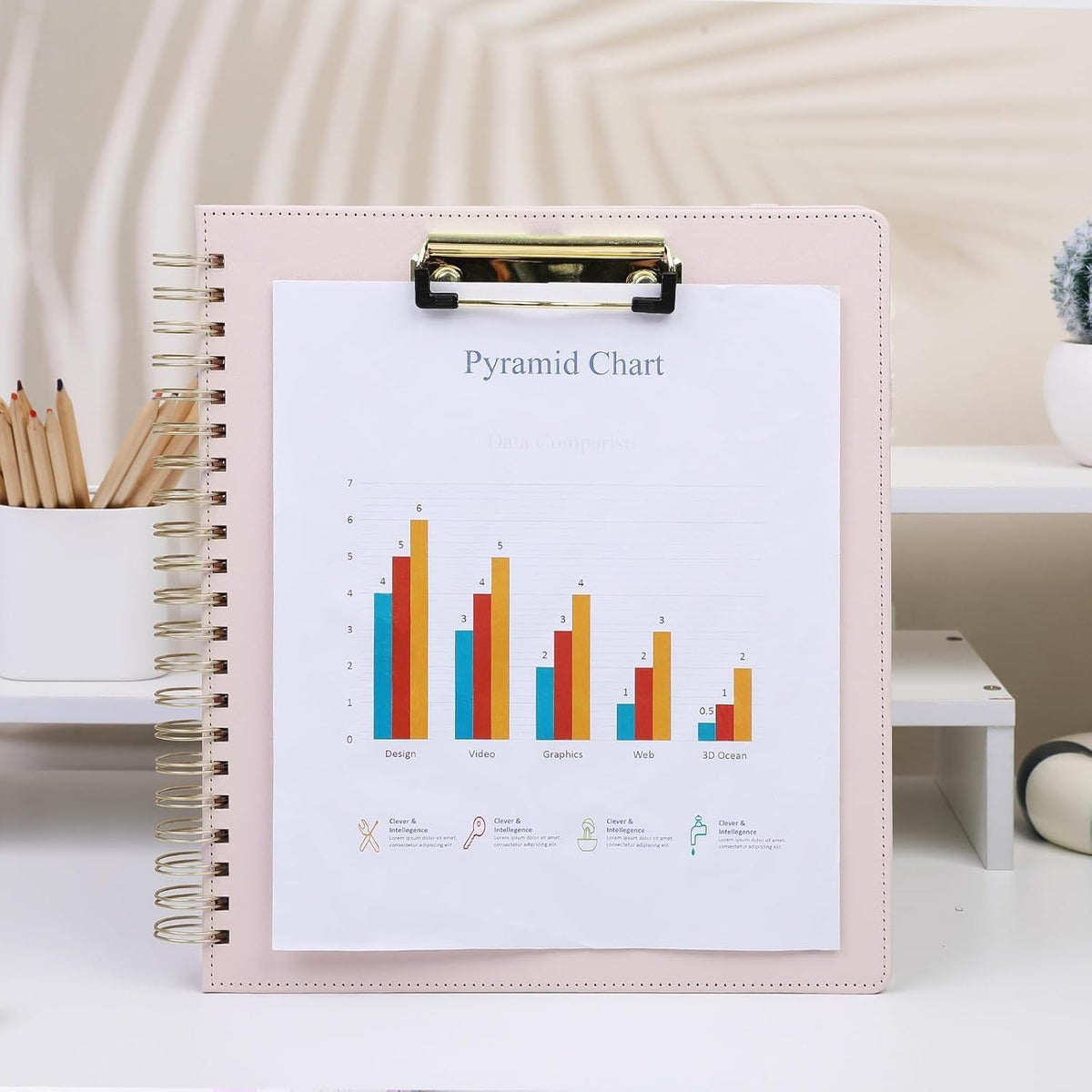 SKYDUE Clipboard Folder with Storage, 6 Dividers with 12 Pockets for Letter Size, Storage Clipboard Folio with Refillable Notepad, Spiral Clipboards Padfolio for Teacher Worker Supplies