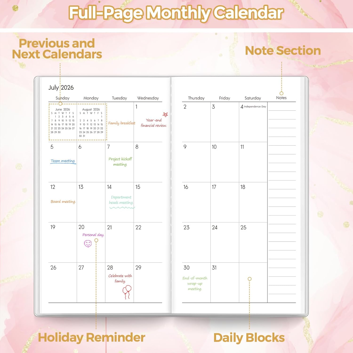 SKYDUE Pocket Calendar 2026-2027, Pocket Monthly Planner Jan 2026 - Dec 2027 for Purse, 6.7" X 3.7" 24-Month Small Planner, Academic Year Calendar, Compact Design with Plastic Sleeve