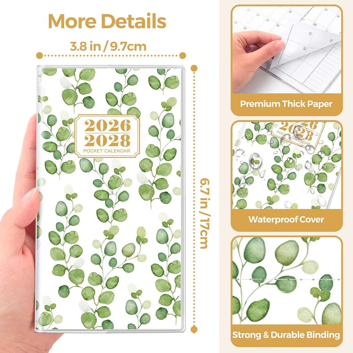 SKYDUE Pocket Calendar 2026-2027, Pocket Monthly Planner Jan 2026 - Dec 2027 for Purse, 6.7" X 3.7" 24-Month Small Planner, Academic Year Calendar, Compact Design with Plastic Sleeve